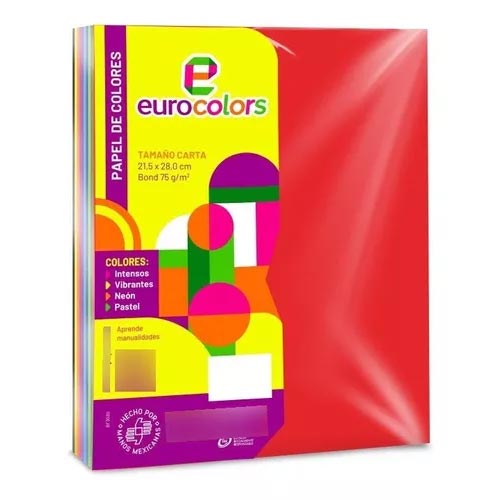 HOJAS DE COLOR CARTA EC0124 EUROCOLORS C/100HJS ARCOIRIS BRI