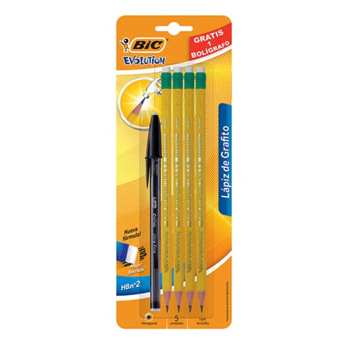 LAPIZ BIC EVOLUTION BLISTER C/4 UN BOLIGRAFO CRISTAL