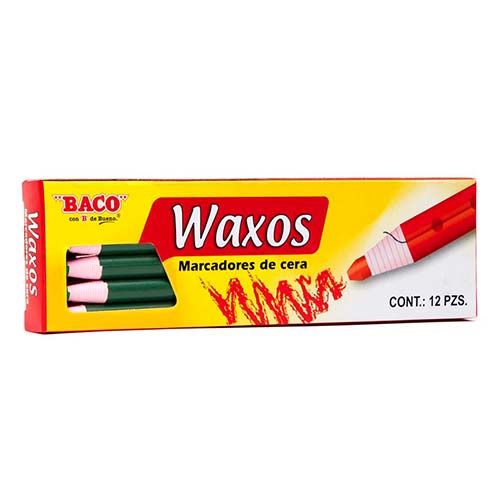MARCADOR DE CERA BACO WAXOS C/12PZ VERDE