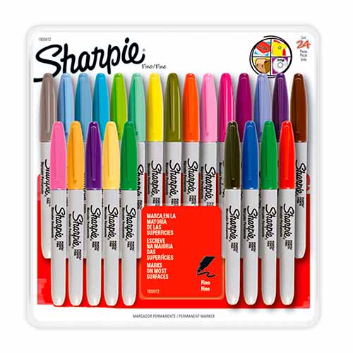 MARCADOR PERM. SHARPIE FINO ESTUCHE C/24PZ SURTIDO