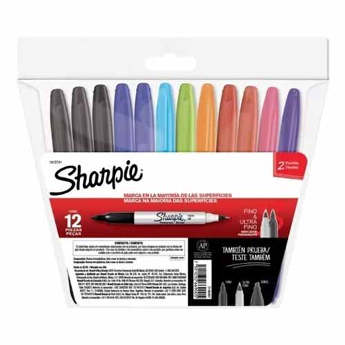 MARCADOR SHARPIE TWIN TIP C/12PZ SURTIDO
