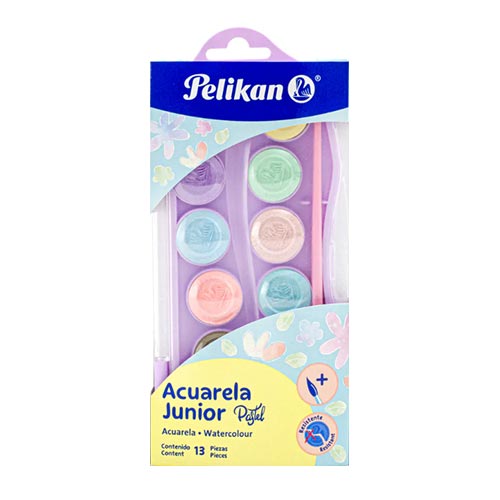 ACUARELA JUNIOR PELIKAN C/13PZ COLORES PASTEL