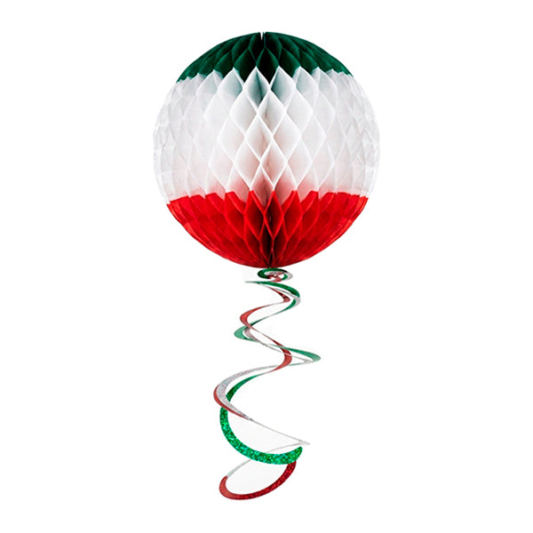ADORNO FIESTAS PATRIAS ESFERA CHICA CON ESPIRAL PAPEL PZ