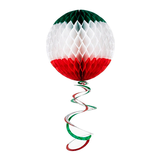 ADORNO FIESTAS PATRIAS ESFERA CHICA CON ESPIRAL PAPEL PZ