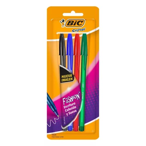 BOLIGRAFO BIC CRISTAL FASHION BLISTER C/4PZ SURTIDO