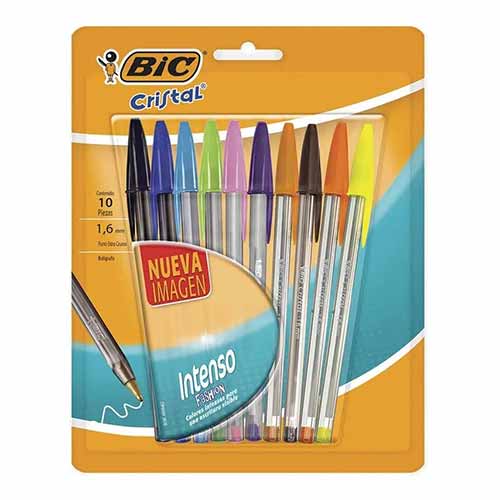 BOLIGRAFO BIC CRISTAL INTENSO FASHION SURTIDO C/10PZ