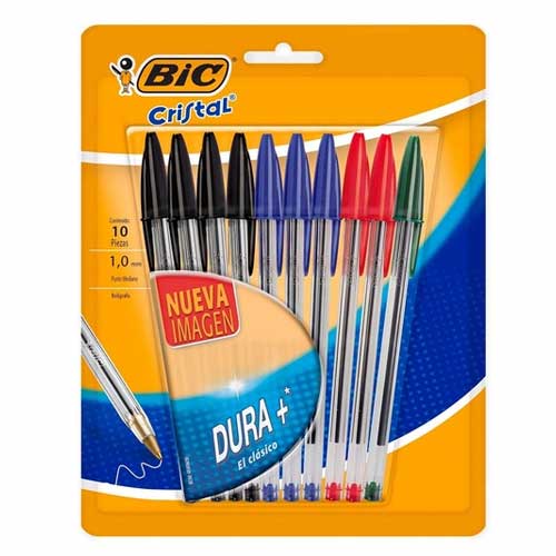 BOLIGRAFO BIC MEDIANO CRISTAL BLISTER C/10PZ SURTIDO