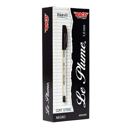 BOLIGRAFO LE PLUME BACO C/12PZ NEGRO