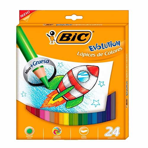 COLORES MINA GRUESA BIC LARGO C/24PZ