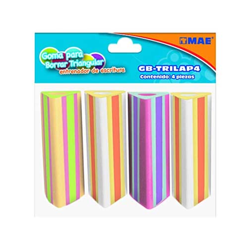 GOMA TRIANGULAR PARA LAPIZ MAE C/4 PZ GB-TRILAP4