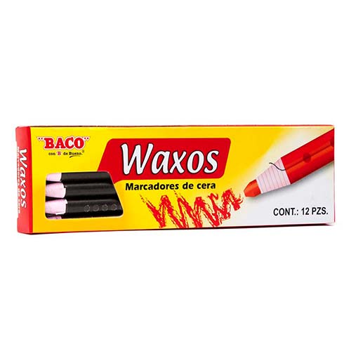 MARCADOR DE CERA BACO WAXOS C/12PZ NEGRO