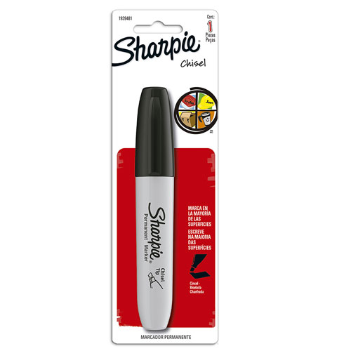 MARCADOR PERM. SHARPIE CHISEL BLISTER C/1PZ NEGRO