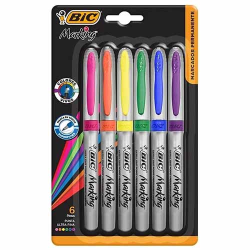 MARCADOR PERMANENTE BIC ULTRAFINO BLISTER C/6PZ