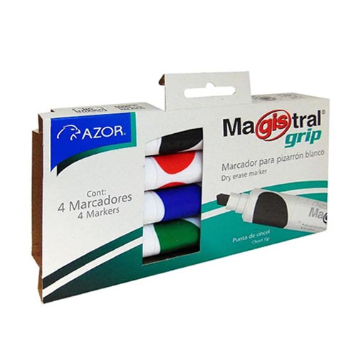 MARCADOR PIZARRON MAGISTRAL GRIP 8324 PLASTICO C/4PZ