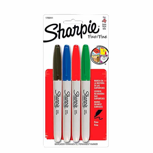 MARCADOR SHARPIE FINO BLISTER C/4PZ 1N1A1R1V