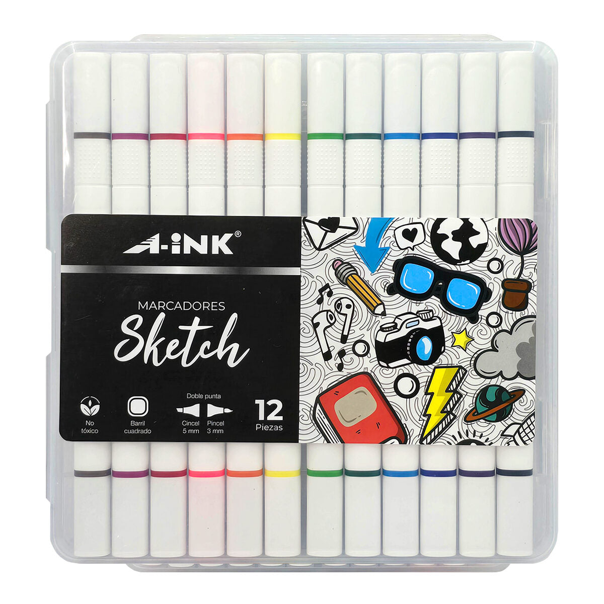 MARCADORES SKETCH DOBLE PUNTA ASK-12D ARTLINE ESTUCHE C/12PZ