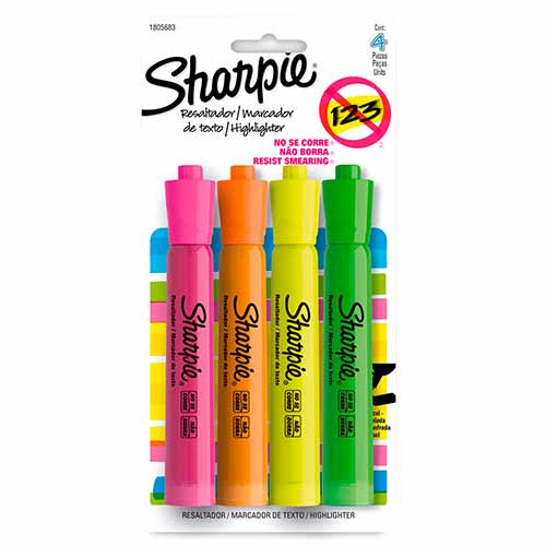 RESALTADOR SHARPIE BLISTER 4PZ SURTIDO