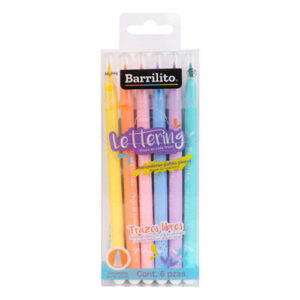 MARCADOR PASTEL PUNTA PINCEL MLPP6 BARRILITO C/6PZ
