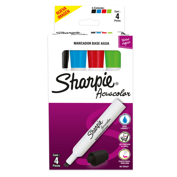 MARCADOR SHARPIE ACUACOLOR CAJA C/4PZ – La Hidalgo