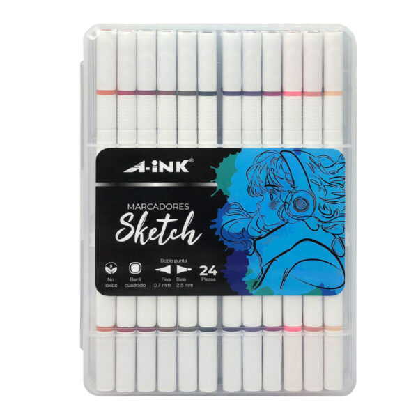 MARCADORES SKETCH DOBLE PUNTA AFB-24D ARTLINE ESTUCHE C/24PZ