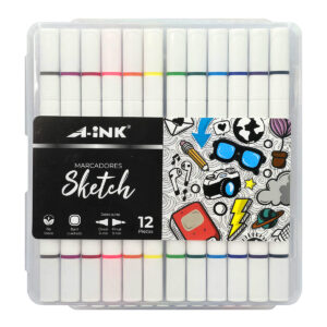 MARCADORES SKETCH DOBLE PUNTA ASK-12D ARTLINE ESTUCHE C/12PZ